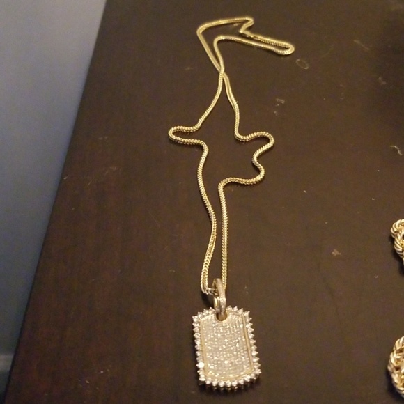 18" Franco chain W/ 2kt diamond dog tag - Picture 1 of 2